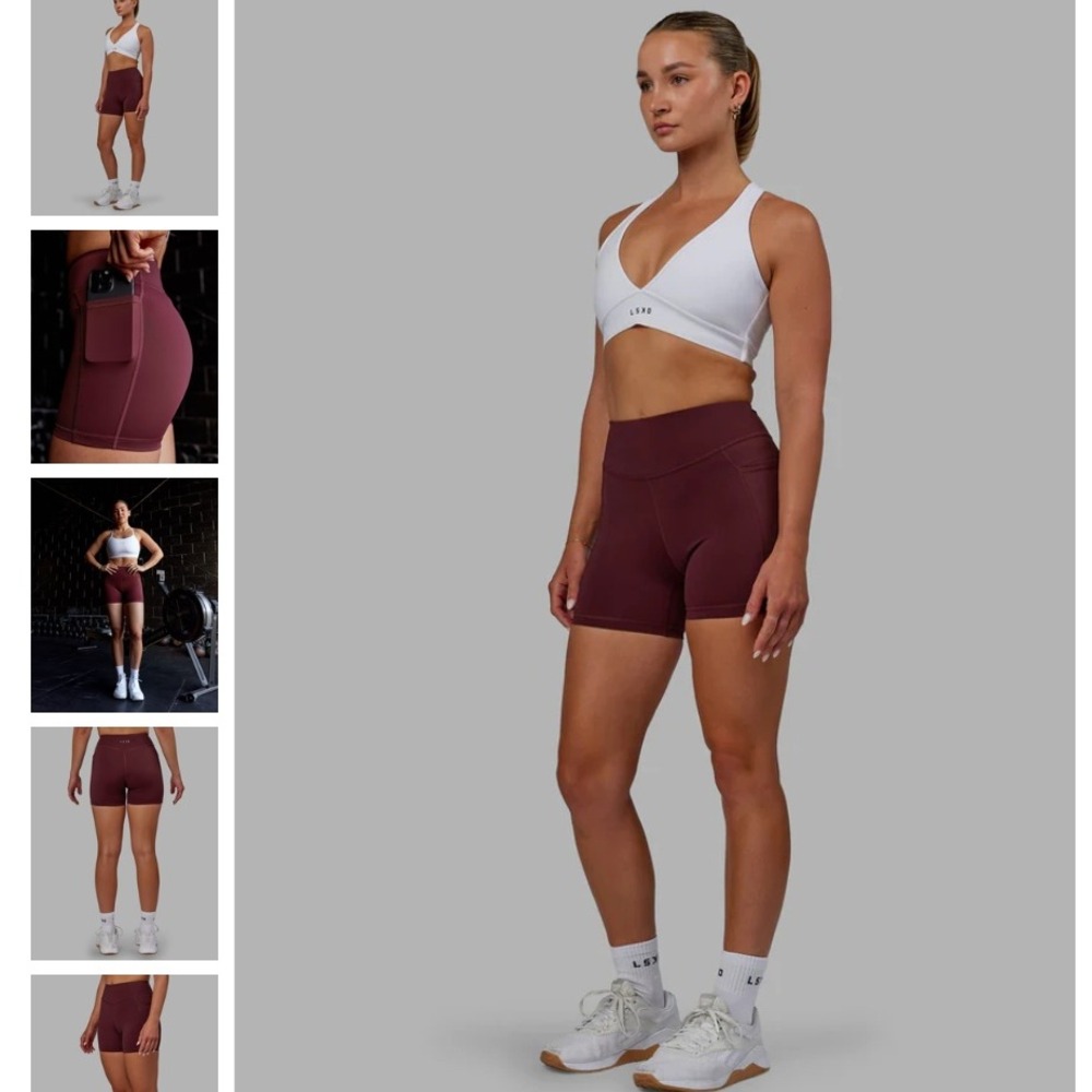 LSKD Elite X-Shorts Dark Cherry 4in High Waisted Shorts XS WTGH00415 NWT NEW - Picture 4 of 16